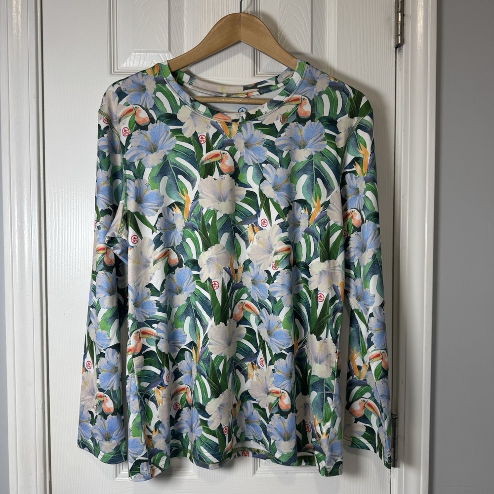 5Fin Toucan Shirt Women's Water Shirt Rashguard XL Floral Beach Sun‎ Sand NWT